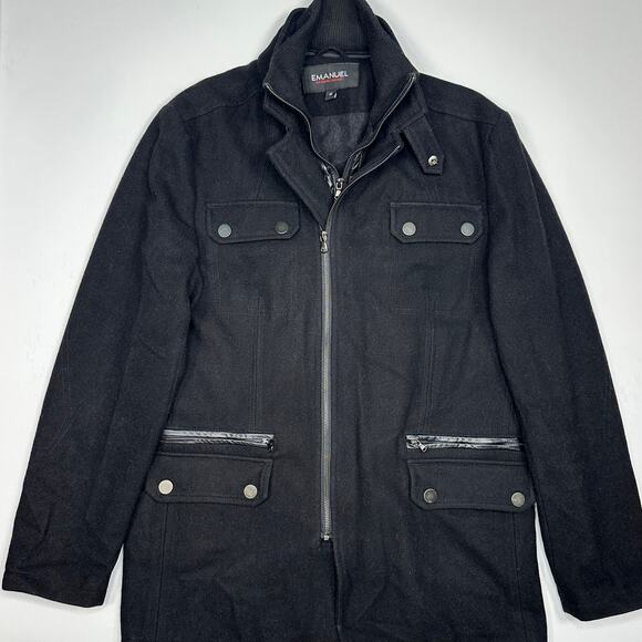 EMANUEL EMANUEL UNGARO Black Wool Coat with Sweater Lining Size Medium - Picture 1 of 9